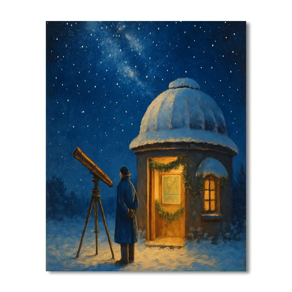 Winter Stargazer At The Snow Dusted Observatory paint by numbers