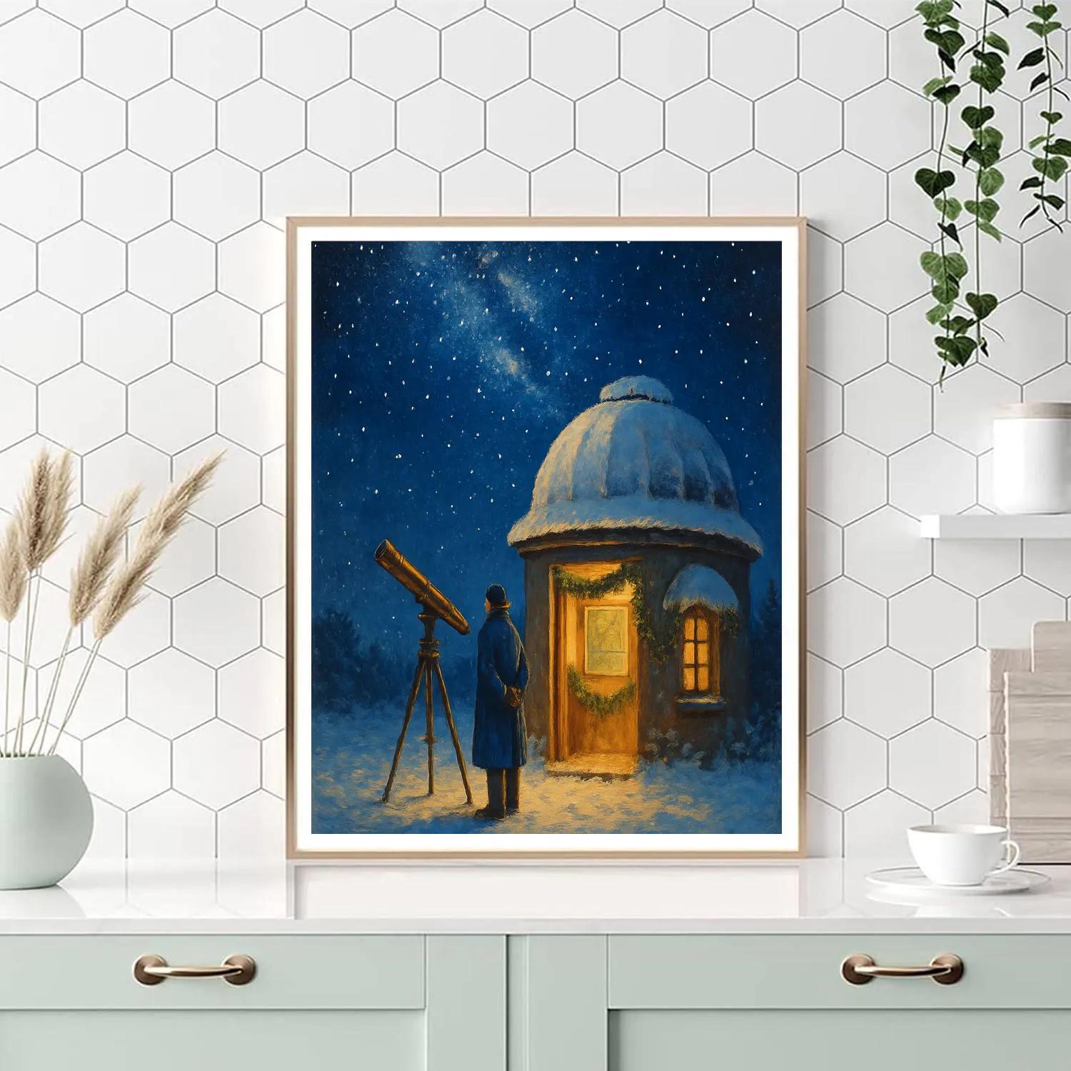 Winter Stargazer At The Snow Dusted Observatory paint by numbers