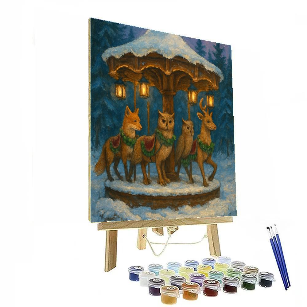 Snowbound Carousel Of Woodland Dreams painting number kit