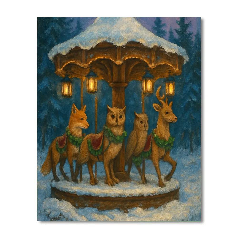 Snowbound Carousel Of Woodland Dreams painting number kit