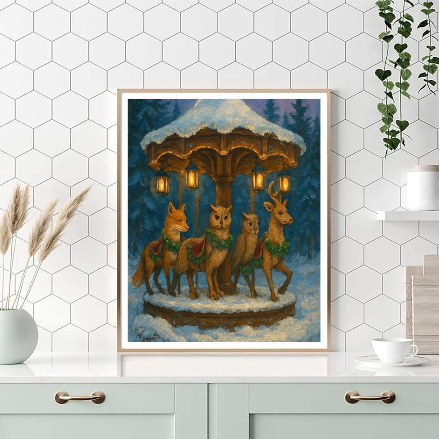 Snowbound Carousel Of Woodland Dreams painting number kit