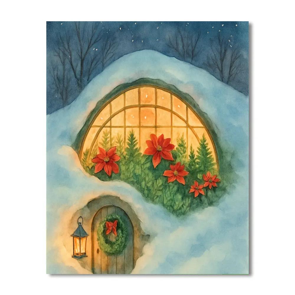 Secret Greenhouse Under The Snowbank Hill painting number kit