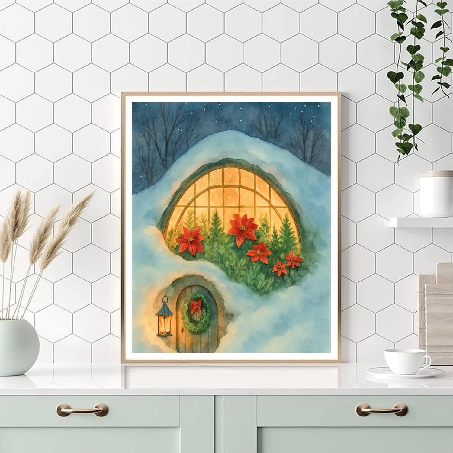 Secret Greenhouse Under The Snowbank Hill painting number kit