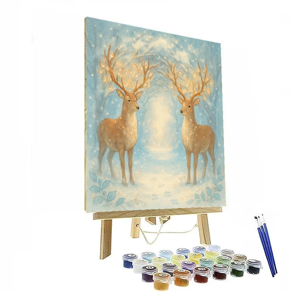 Christmas Deer Guardians At The Forest Gate Paint by numbers art