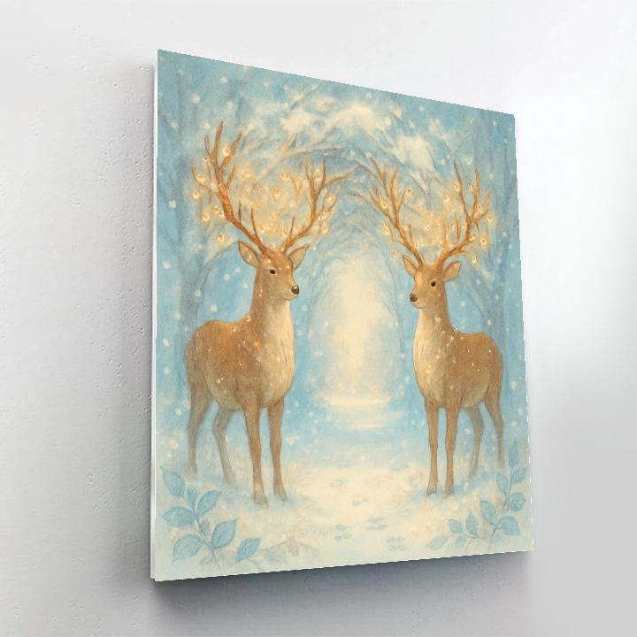 Christmas Deer Guardians At The Forest Gate Paint by numbers art
