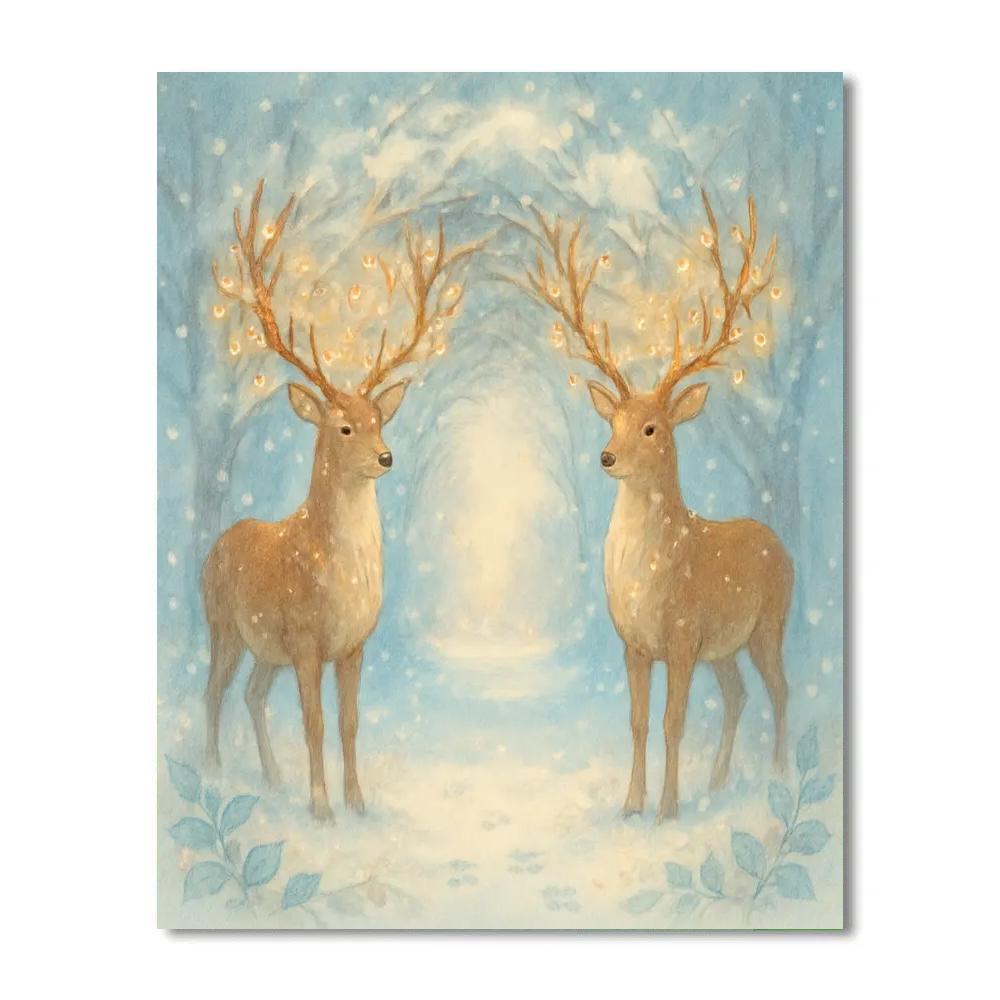 Christmas Deer Guardians At The Forest Gate Paint by numbers art