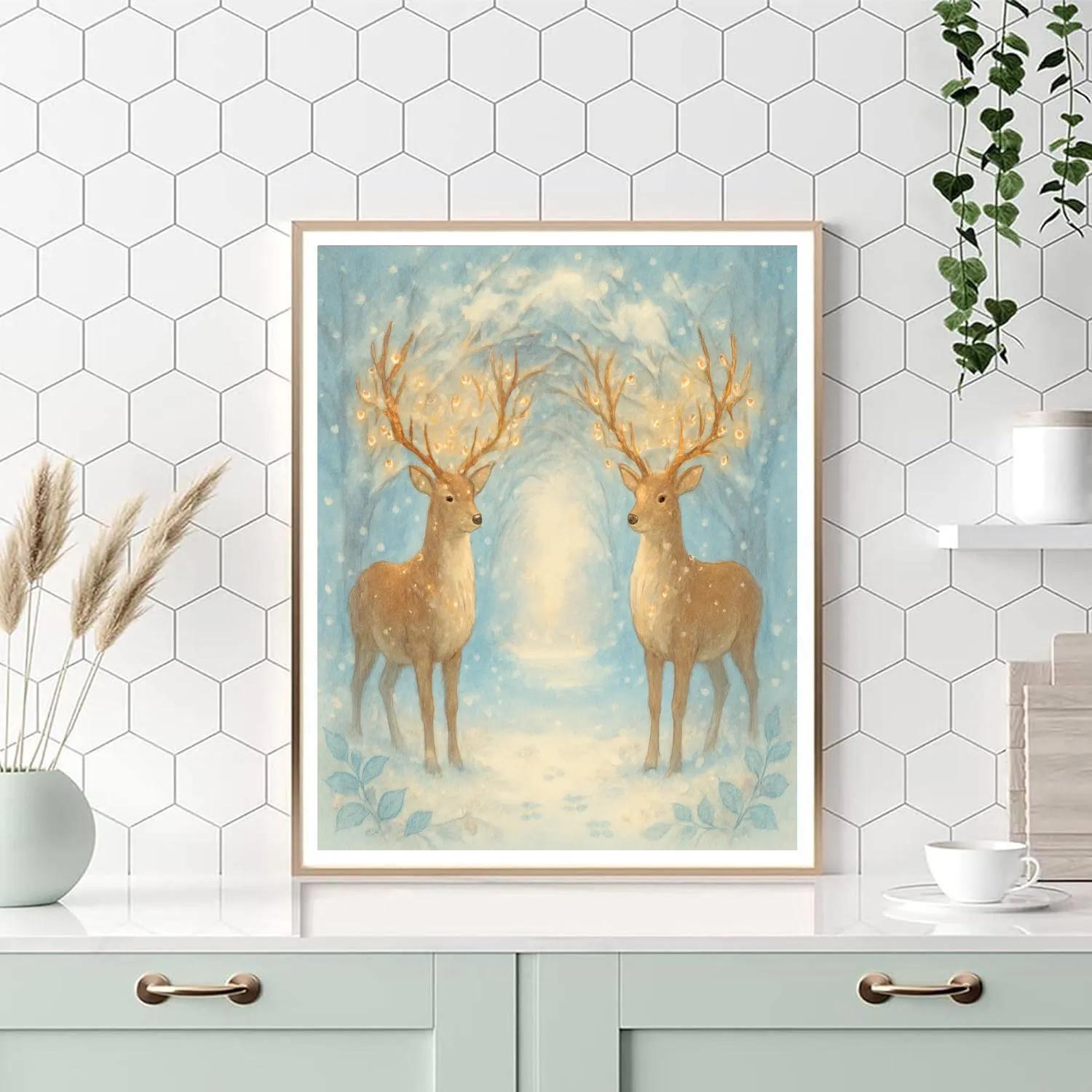 Christmas Deer Guardians At The Forest Gate Paint by numbers art