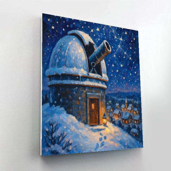Snowy Observatory Above The Sleeping Town Paint by numbers art