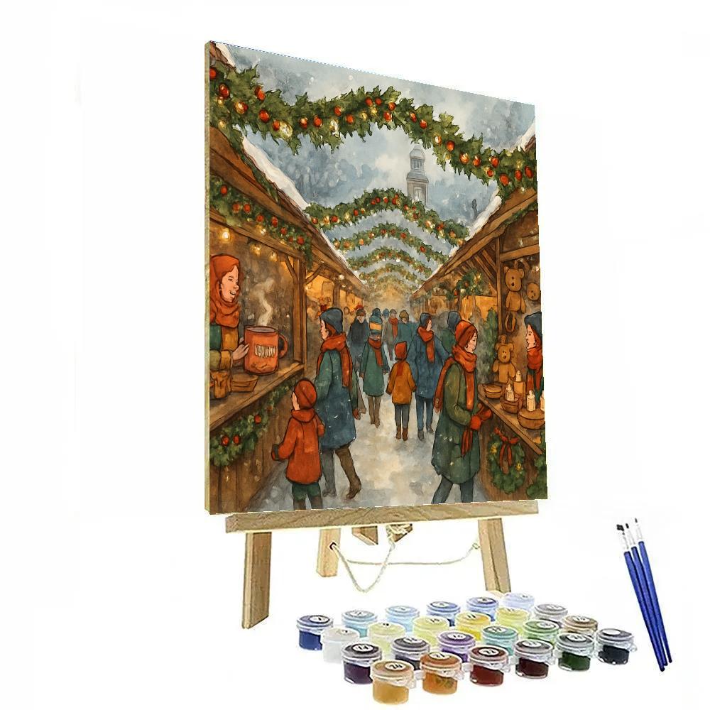 Holly Garland Path Through The Winter Market Painting by numbers kit