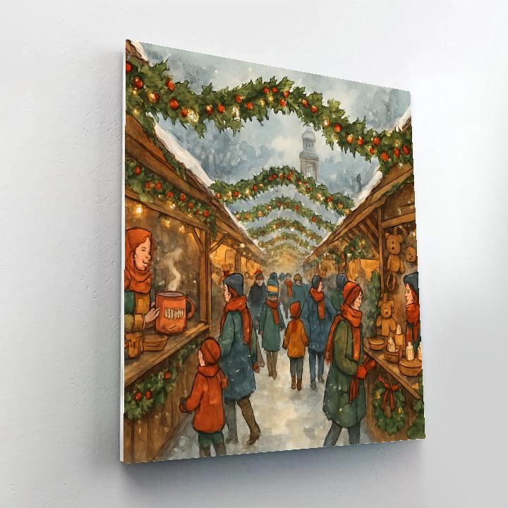 Holly Garland Path Through The Winter Market Painting by numbers kit
