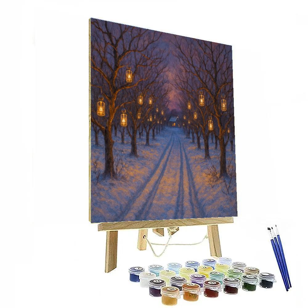 Candlelit Sleigh Path Through The Orchard Rows Number painting