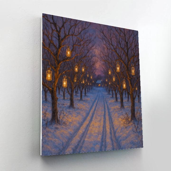 Candlelit Sleigh Path Through The Orchard Rows Number painting