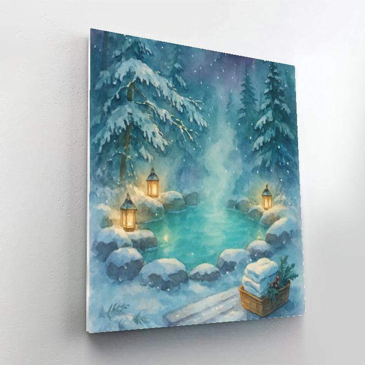 Christmas Hot Spring Beneath Snowy Pines Painting by numbers kit
