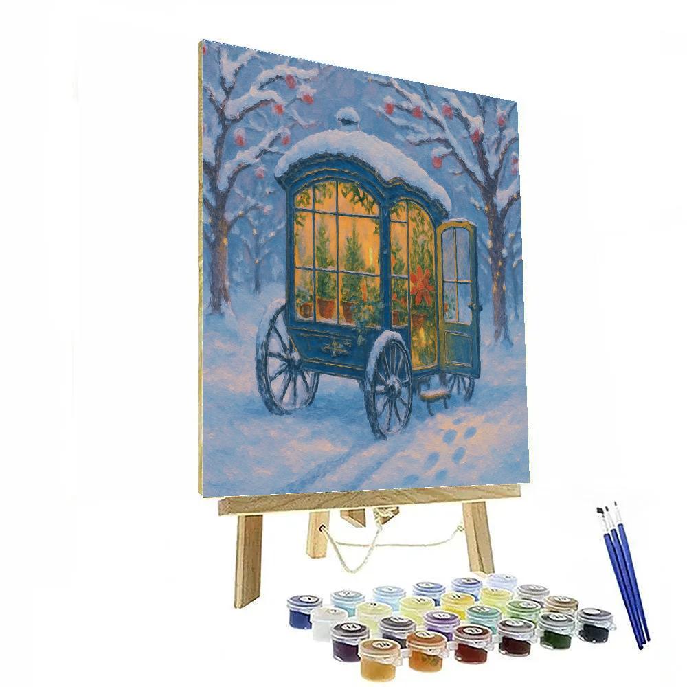 Frosted Greenhouse Carriage In The Orchard paint by number