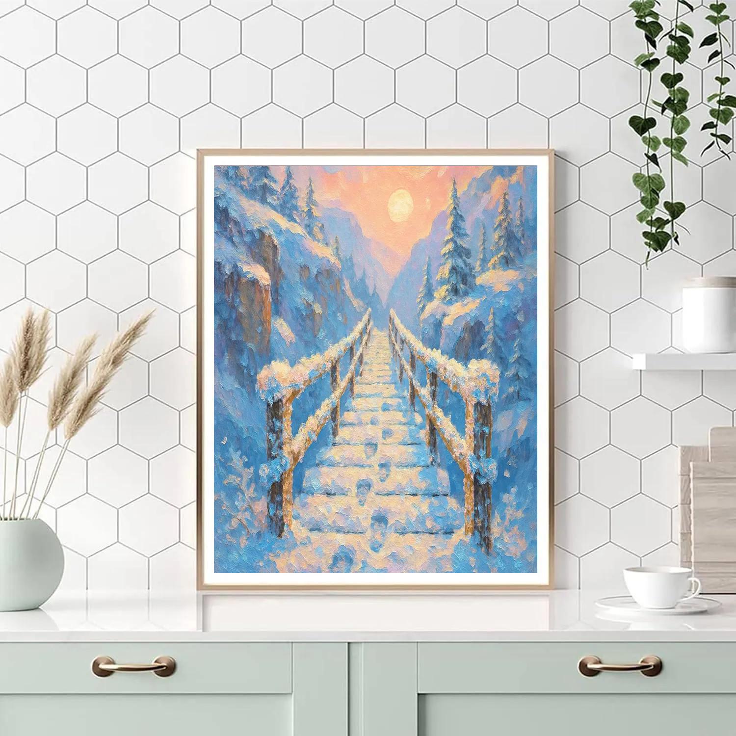 Snow Crystals Over The Alpine Bridge Number painting