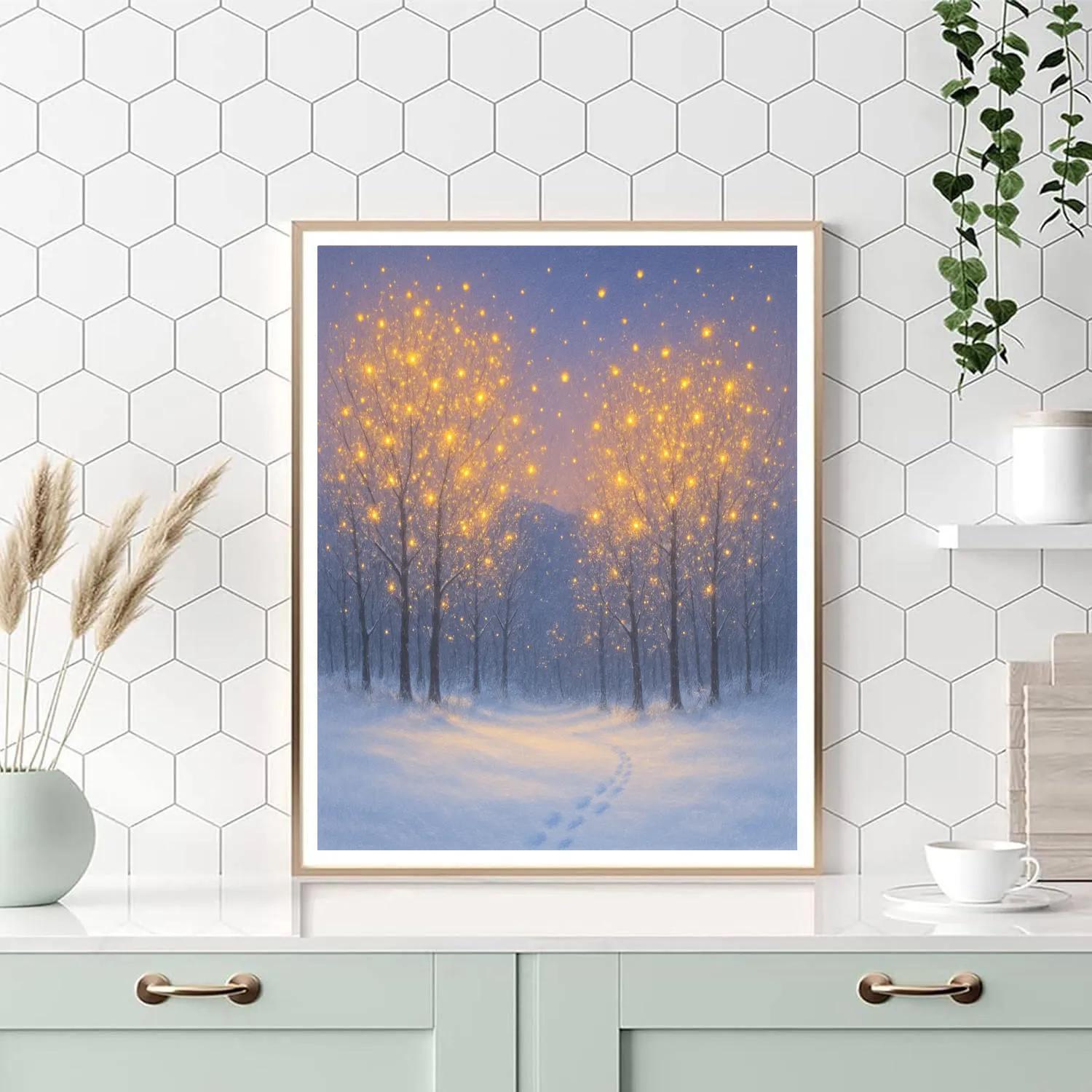 Holiday Firefly Trees At The Edge Of The Meadow Number painting