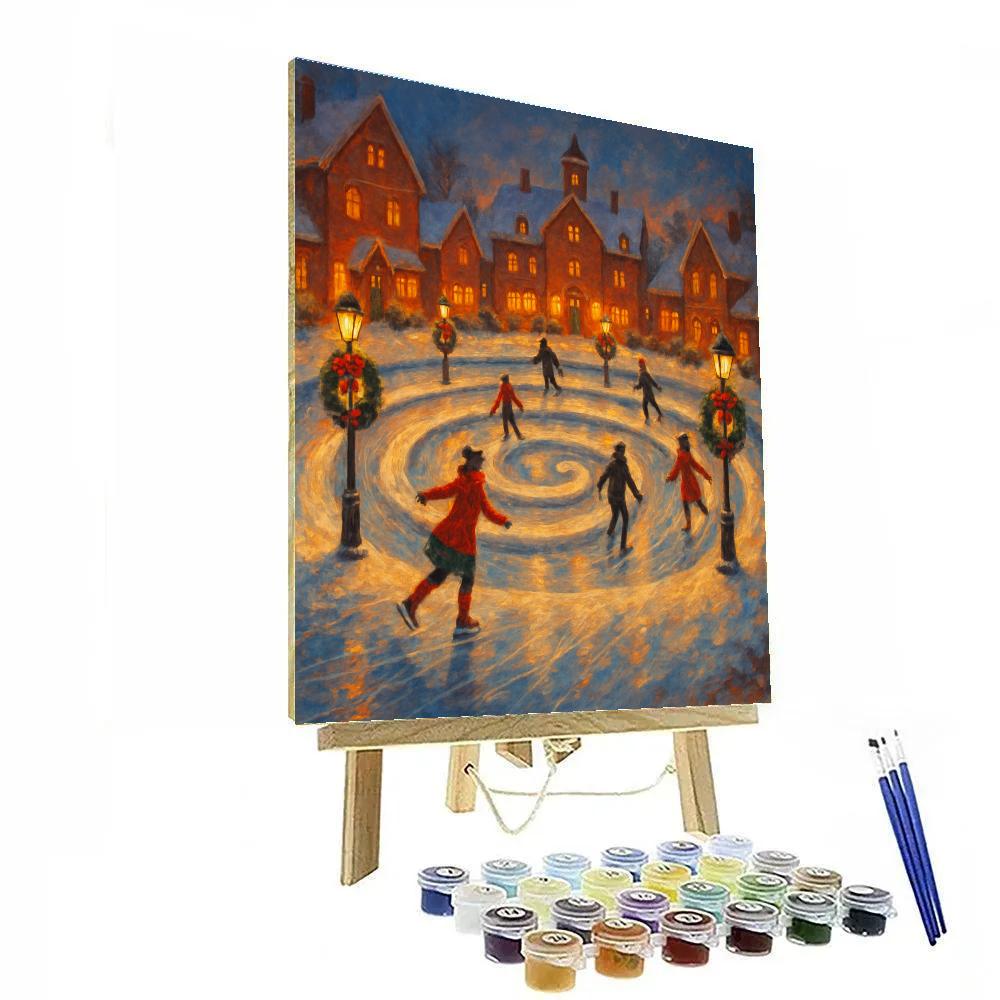 Christmas Courtyard With Spiral Ice Rink paint by number