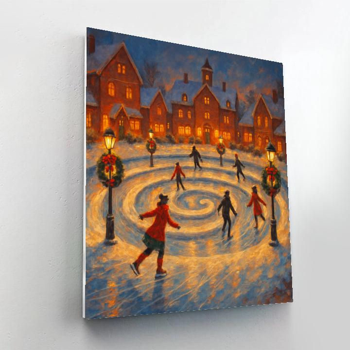 Christmas Courtyard With Spiral Ice Rink paint by number