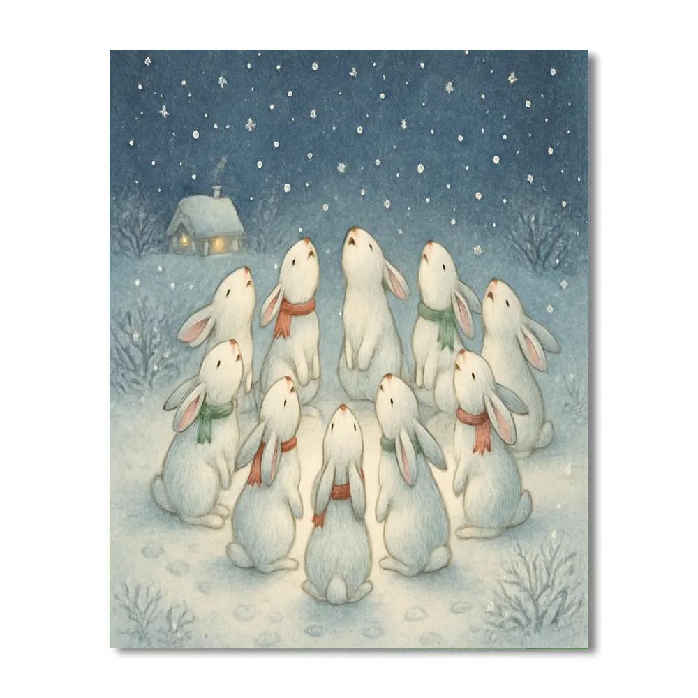 Winter Choir Of Little Snow Hares DIY paint by numbers