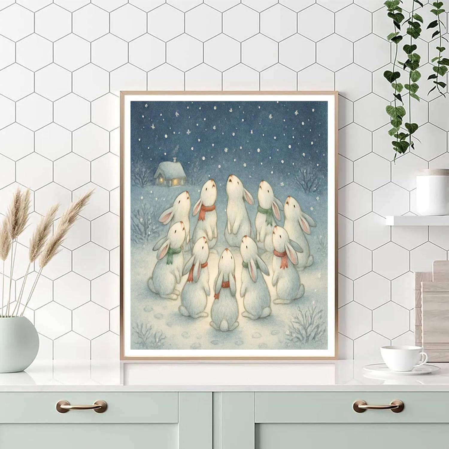 Winter Choir Of Little Snow Hares DIY paint by numbers