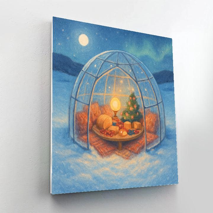 Christmas Picnic Inside The Glass Igloo Paint by numbers art
