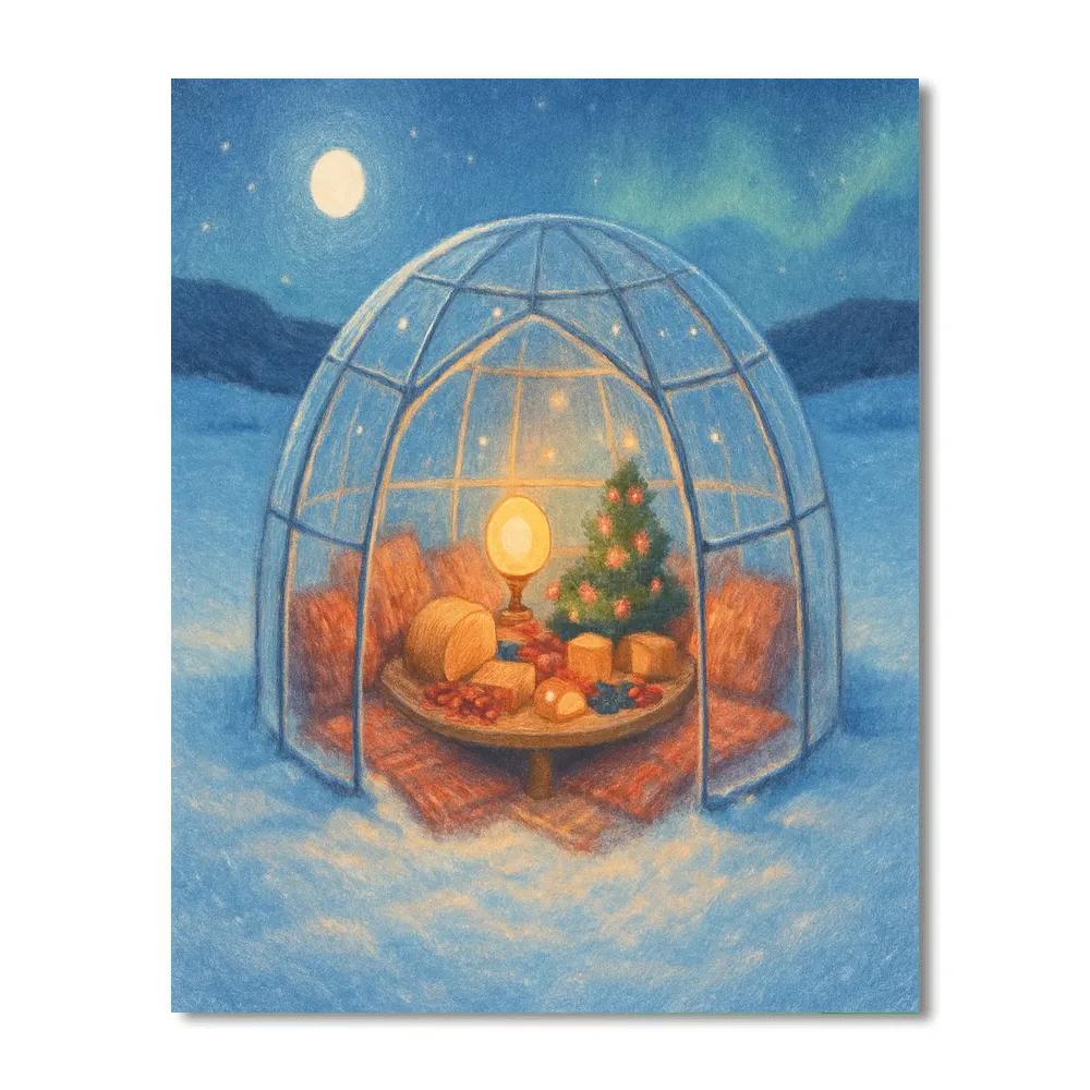 Christmas Picnic Inside The Glass Igloo Paint by numbers art