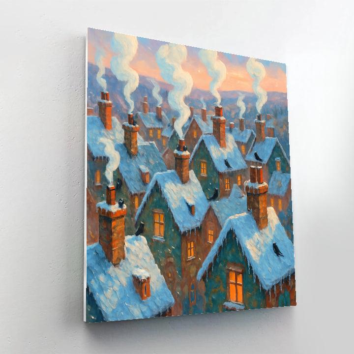 Holiday Choir Of Snow Covered Rooftops Paint by numbers art