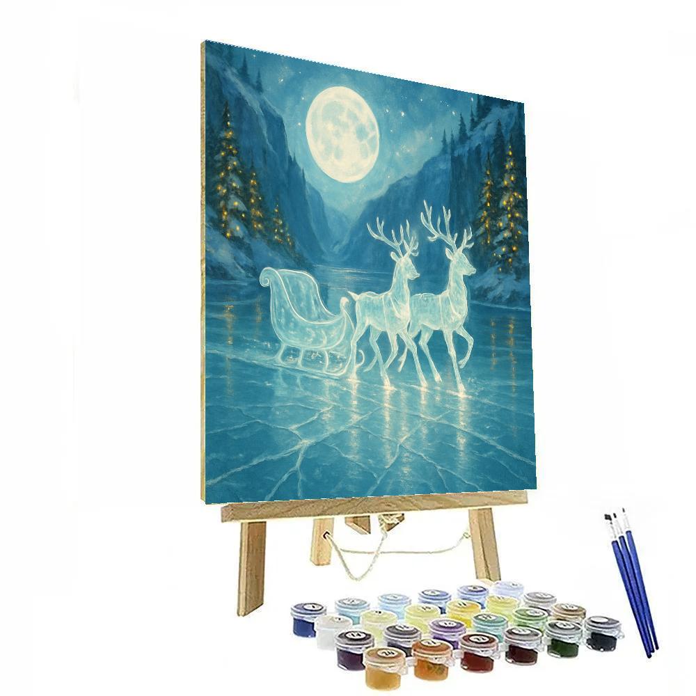 Crystal Sleigh Crossing The Moonlit Fjord paint by numbers