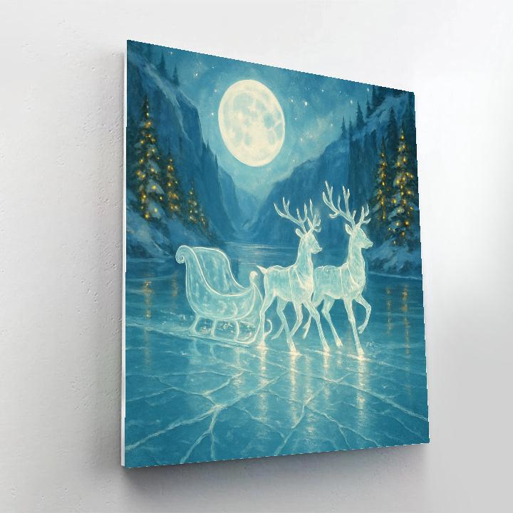 Crystal Sleigh Crossing The Moonlit Fjord paint by numbers