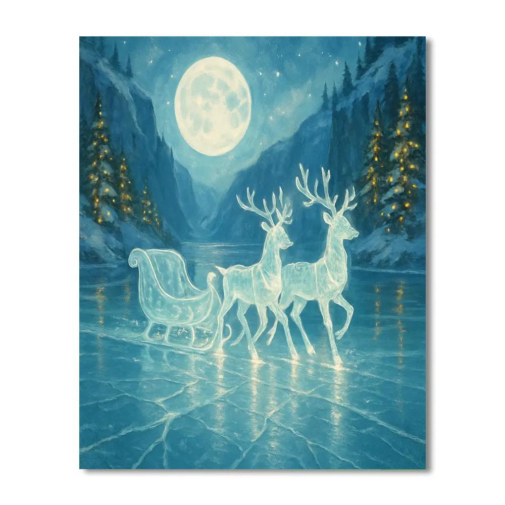 Crystal Sleigh Crossing The Moonlit Fjord paint by numbers