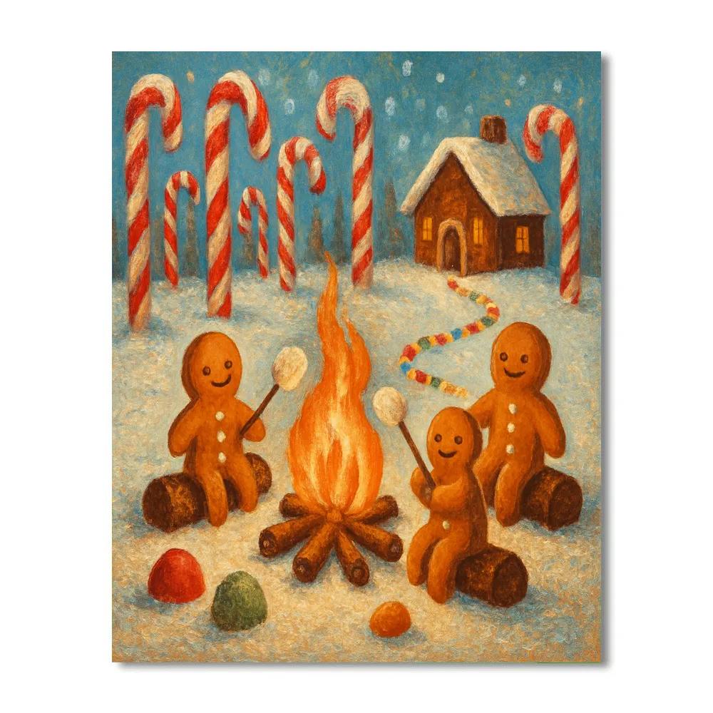 Gingerbread Forest Campfire Gathering Paint by numbers kits