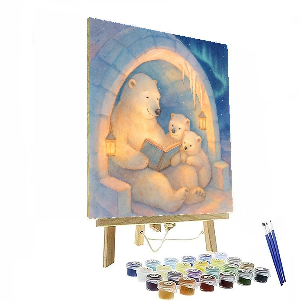Polar Bear Family Igloo Storytime paint by numbers