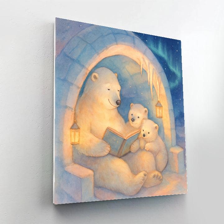 Polar Bear Family Igloo Storytime paint by numbers