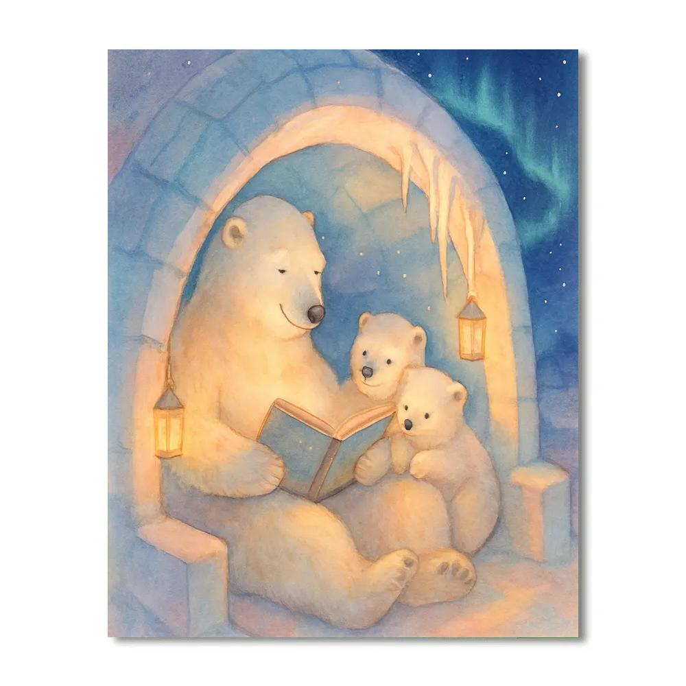 Polar Bear Family Igloo Storytime paint by numbers