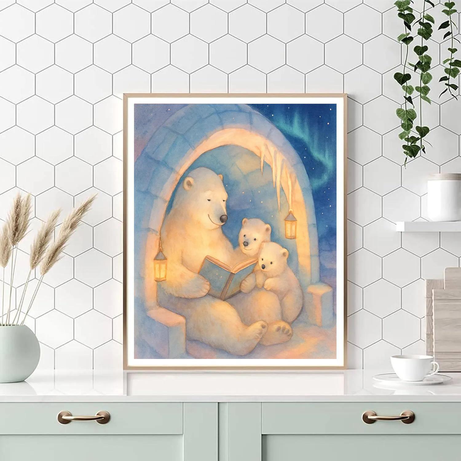 Polar Bear Family Igloo Storytime paint by numbers