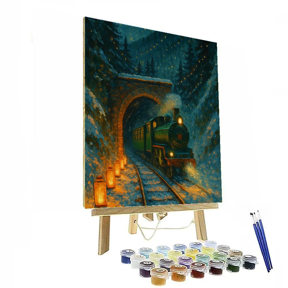 Christmas Lanterns Along The Mountain Railway paint by color