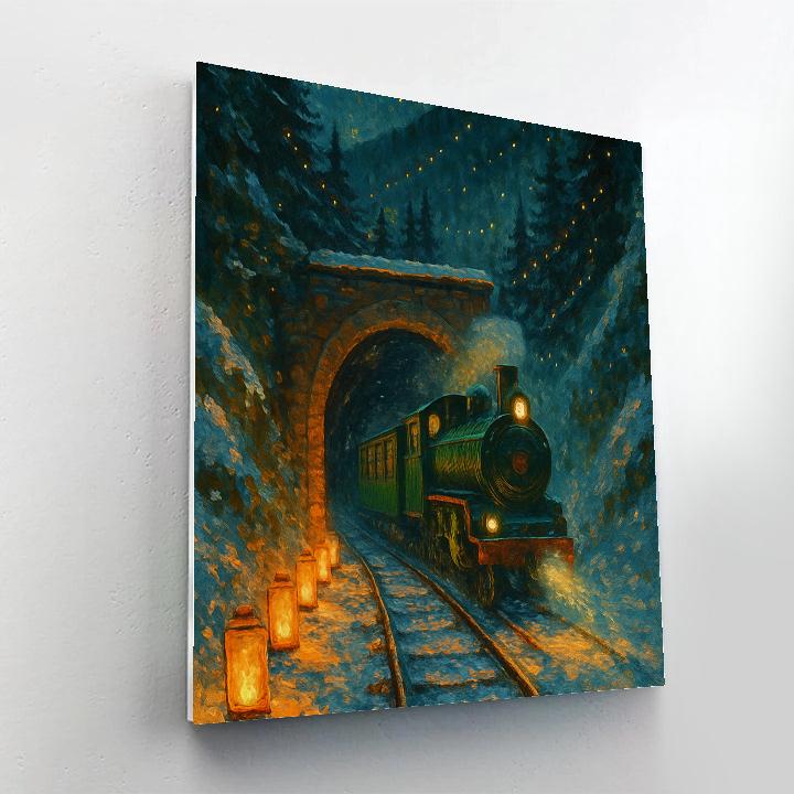 Christmas Lanterns Along The Mountain Railway paint by color