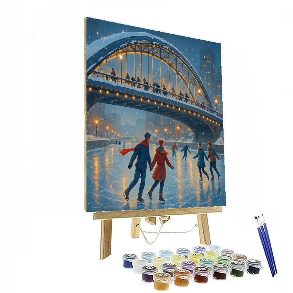 Ice Skaters Under The Glass Sky Bridge paint by numbers