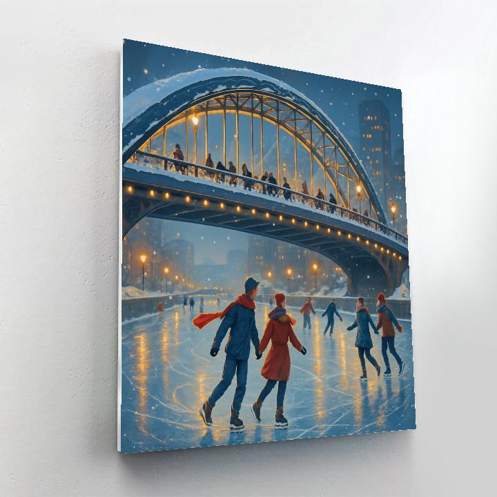 Ice Skaters Under The Glass Sky Bridge paint by numbers