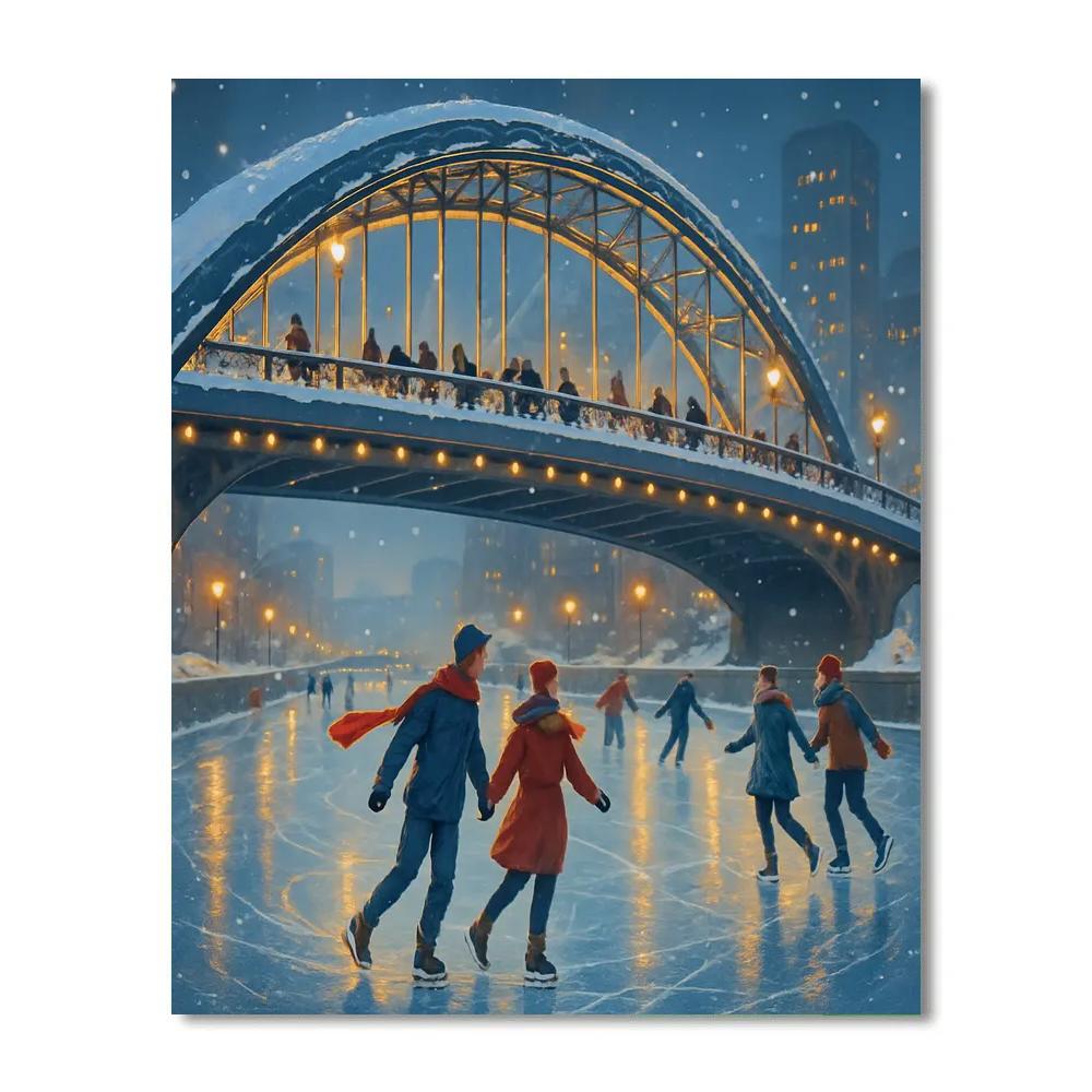 Ice Skaters Under The Glass Sky Bridge paint by numbers