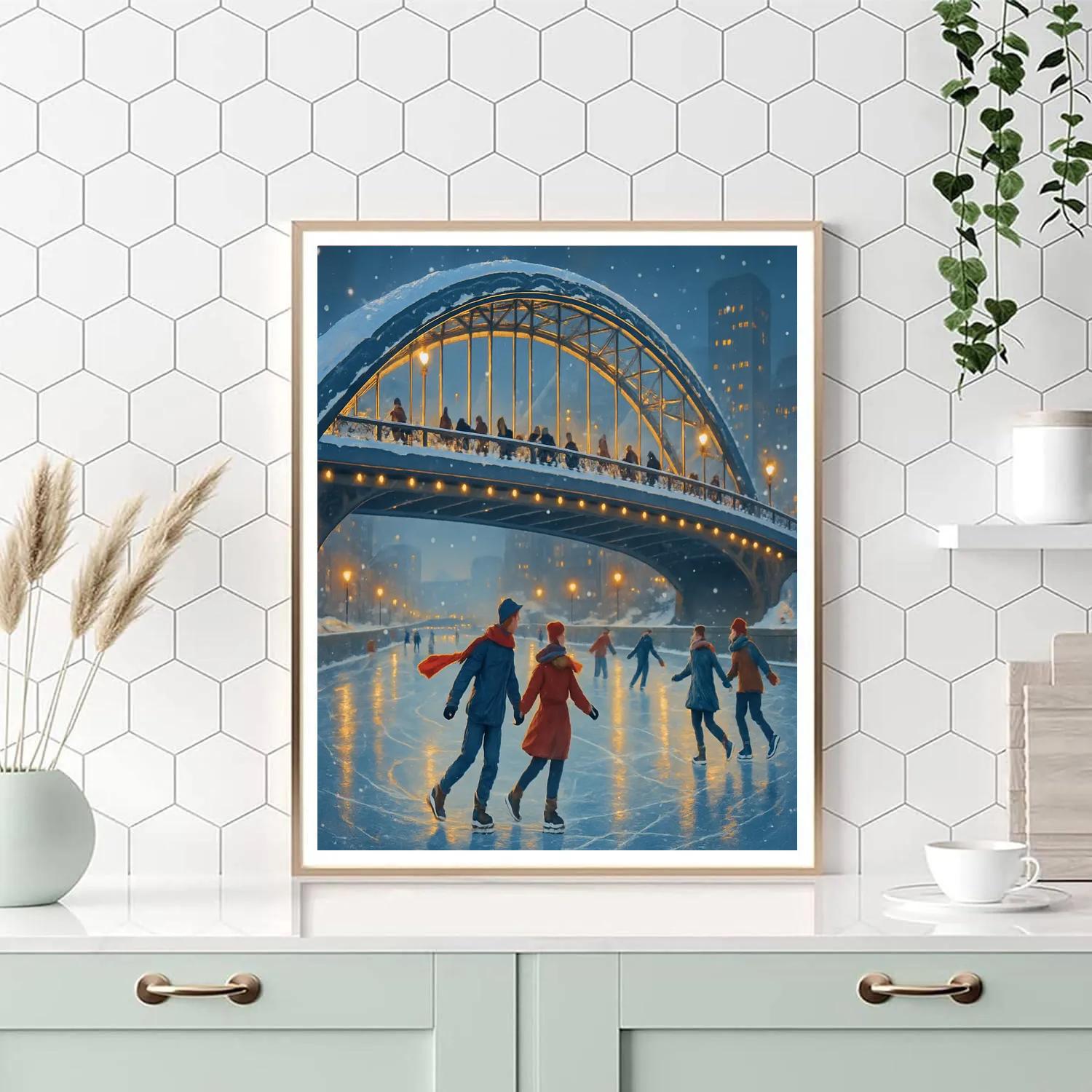 Ice Skaters Under The Glass Sky Bridge paint by numbers