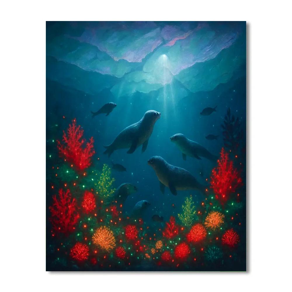 Christmas Coral Reef Under Northern Ice paint by numbers