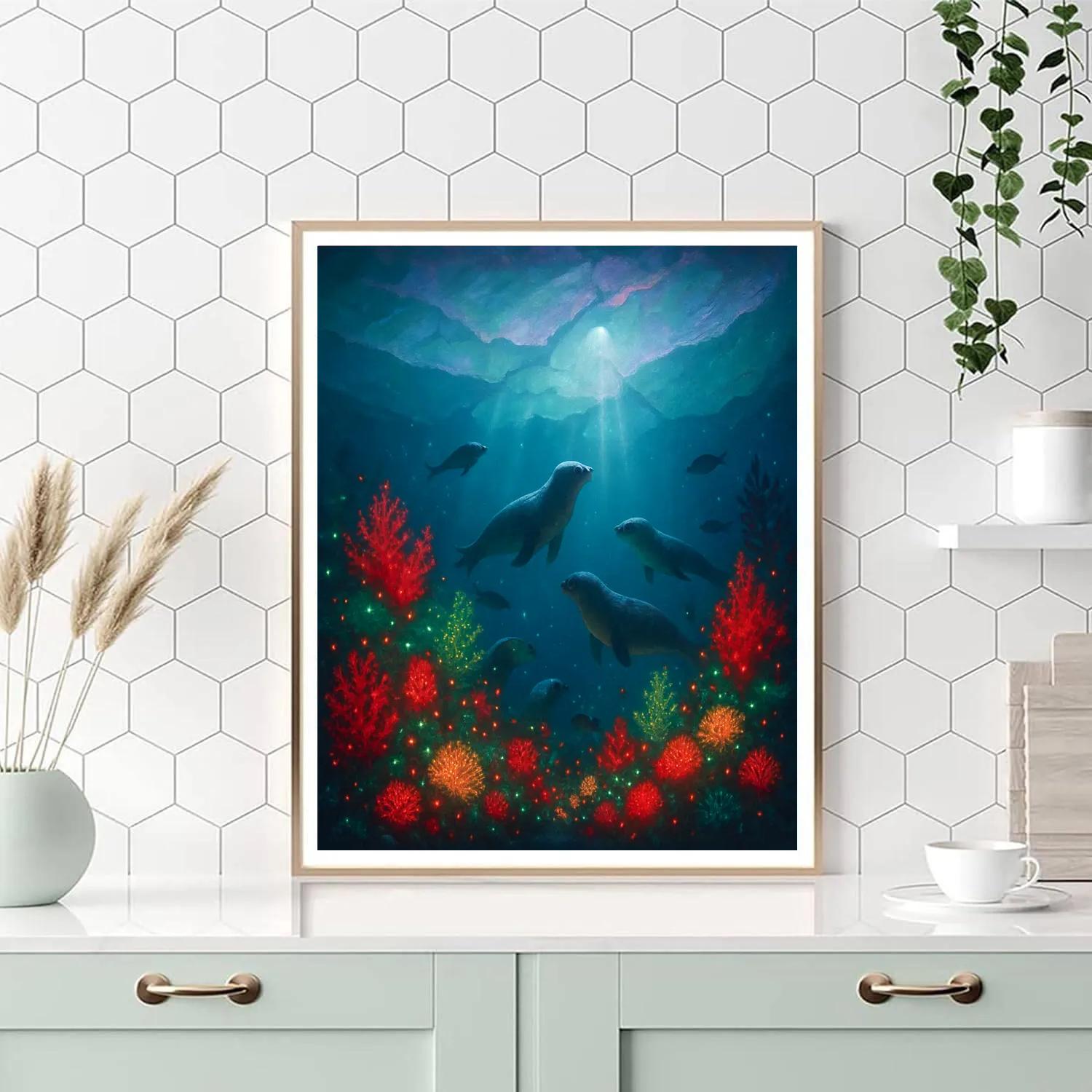 Christmas Coral Reef Under Northern Ice paint by numbers