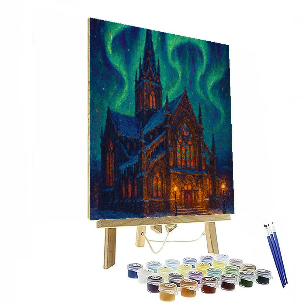 Aurora Bells Above The Frozen Cathedral painting number kit