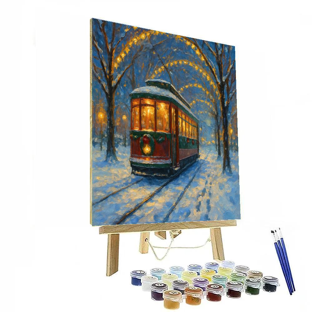 Holiday Tram Through The Frosted Boulevard DIY paint by numbers