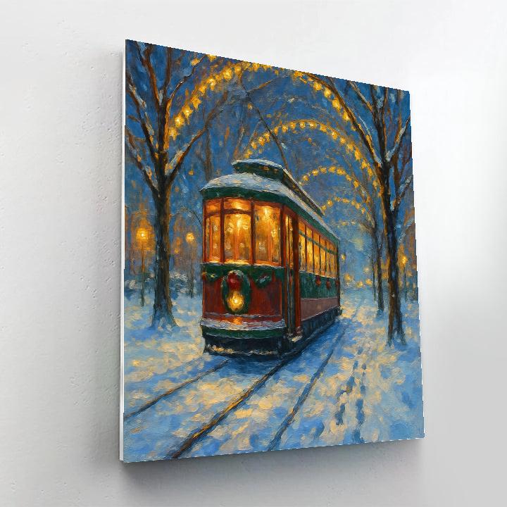 Holiday Tram Through The Frosted Boulevard DIY paint by numbers