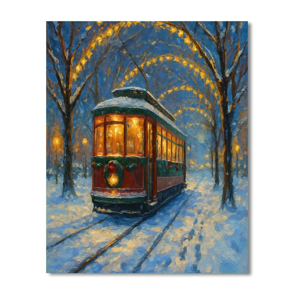 Holiday Tram Through The Frosted Boulevard DIY paint by numbers
