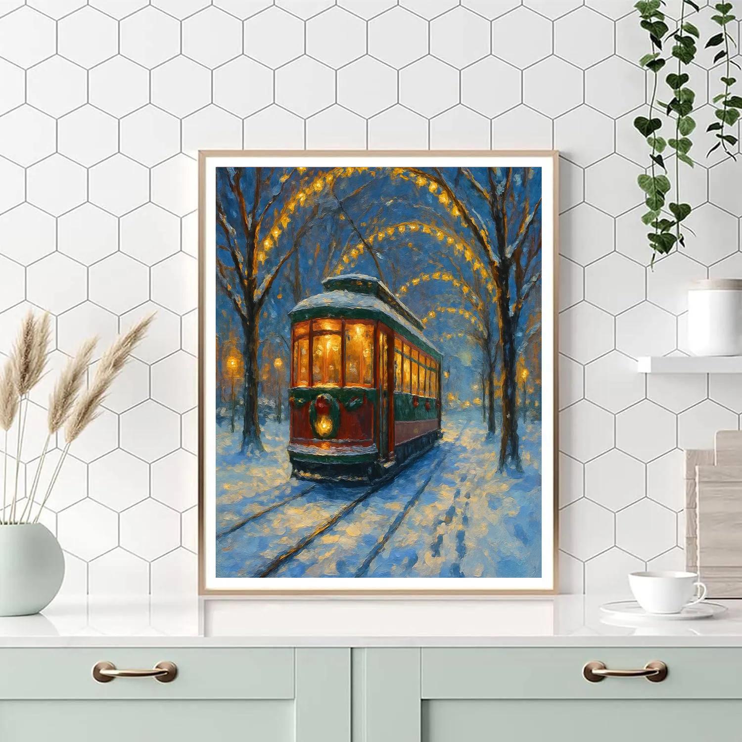 Holiday Tram Through The Frosted Boulevard DIY paint by numbers