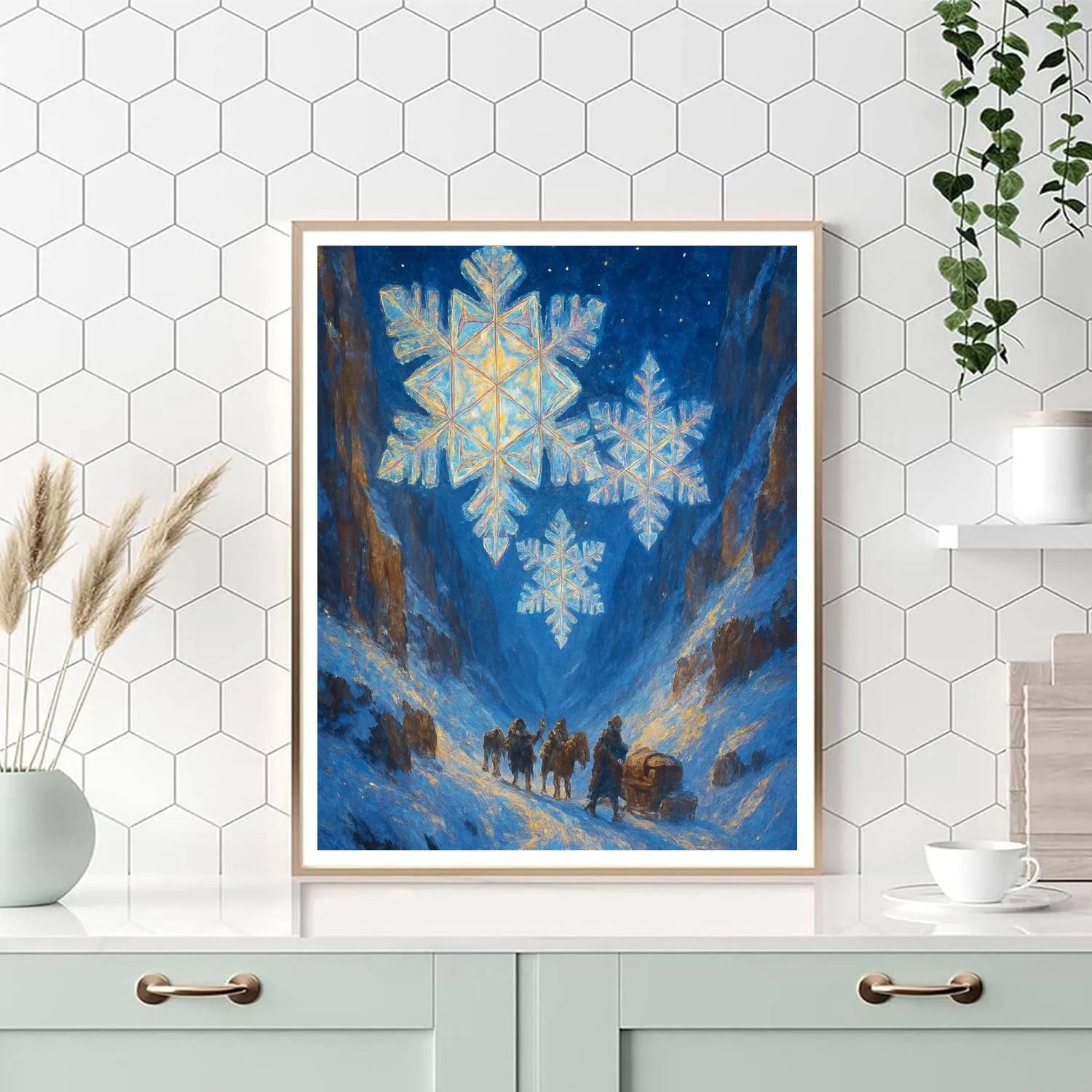 Snow Crystal Lanterns In The Mountain Pass Painting by numbers kit