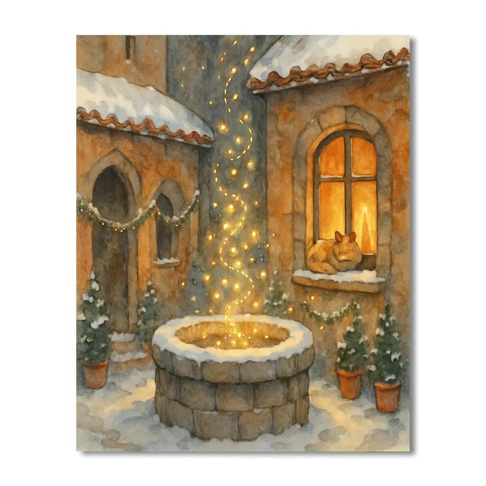 Winter Firefly Dance In The Courtyard Well paint by numbers